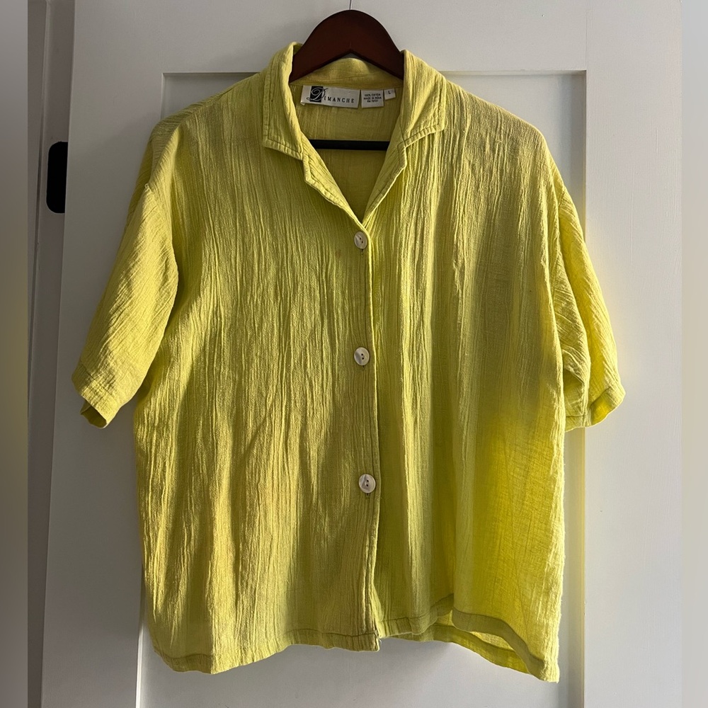 Yellow-green Button-Up Shirt